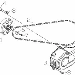 98cc Engine Kit, Coleman CT100 -TrailMaster shop 05. DCT100U Chain and Clutch 91068.1673976537