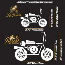 Rascal Minibike Roller Kit -TrailMaster shop LRvR Size Compare copy 15288.1678978862